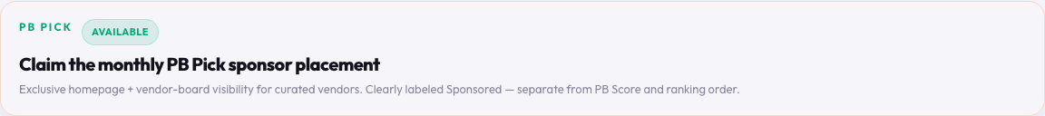 Example homepage PB Pick sponsor module with Sponsored badge (preview only)